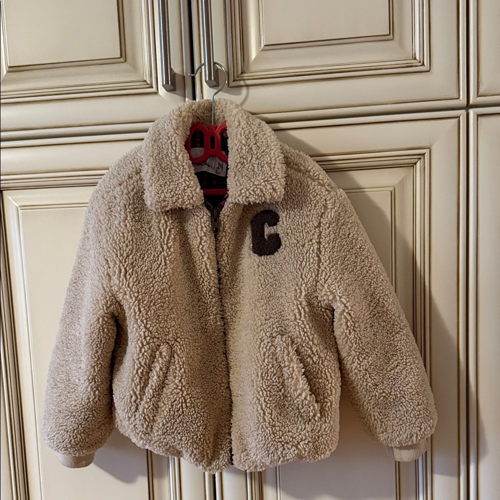 Zara Tan Kids Puffer Jacket with Patch
